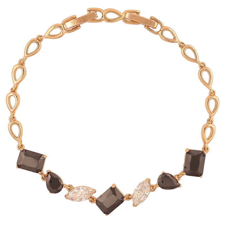 Браслет Xuping колір Позолота 18K "Візерунок з чорно-білими кристалами" розмір з дод. замком 17, 19см х 4-9мм фото №6