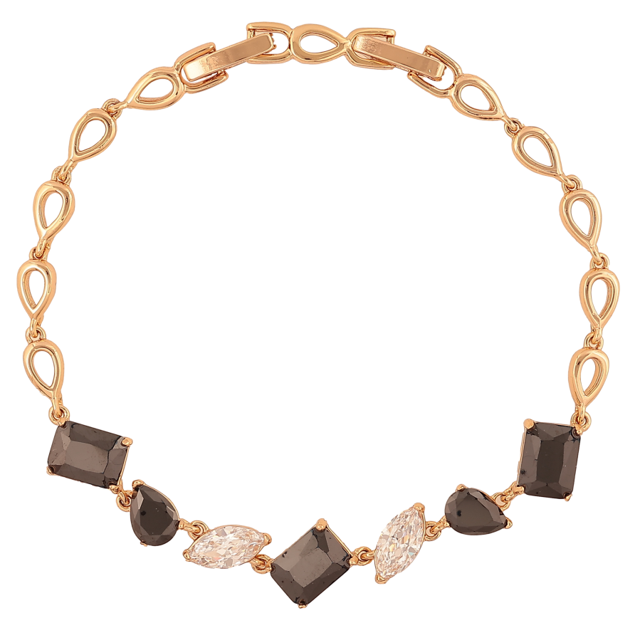 Браслет Xuping колір Позолота 18K "Візерунок з чорно-білими кристалами" розмір з дод. замком 17, 19см х 4-9мм фото №1