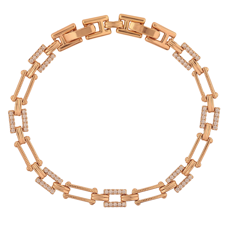 Браслет Xuping колір Позолота 18K "Візерунок з кристалами" розмір з дод. замком 17.5, 19.5см х 2-6мм фото №1