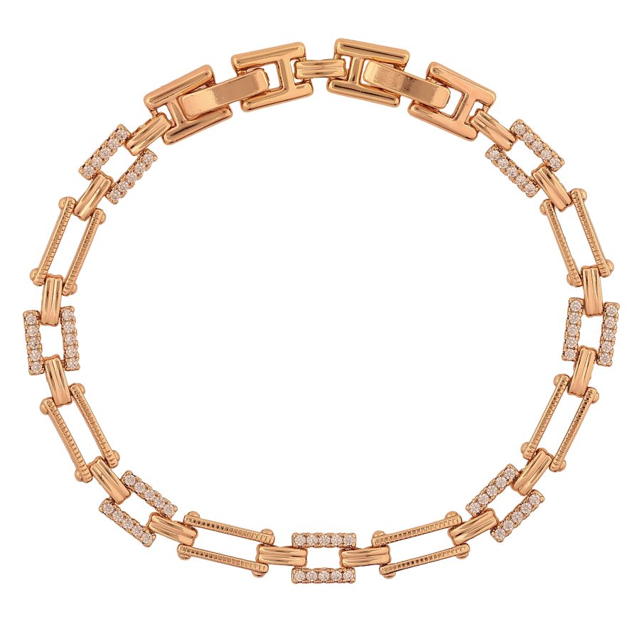 Браслет Xuping колір Позолота 18K "Візерунок з кристалами" розмір з дод. замком 17.5, 19.5см х 2-6мм фото №1