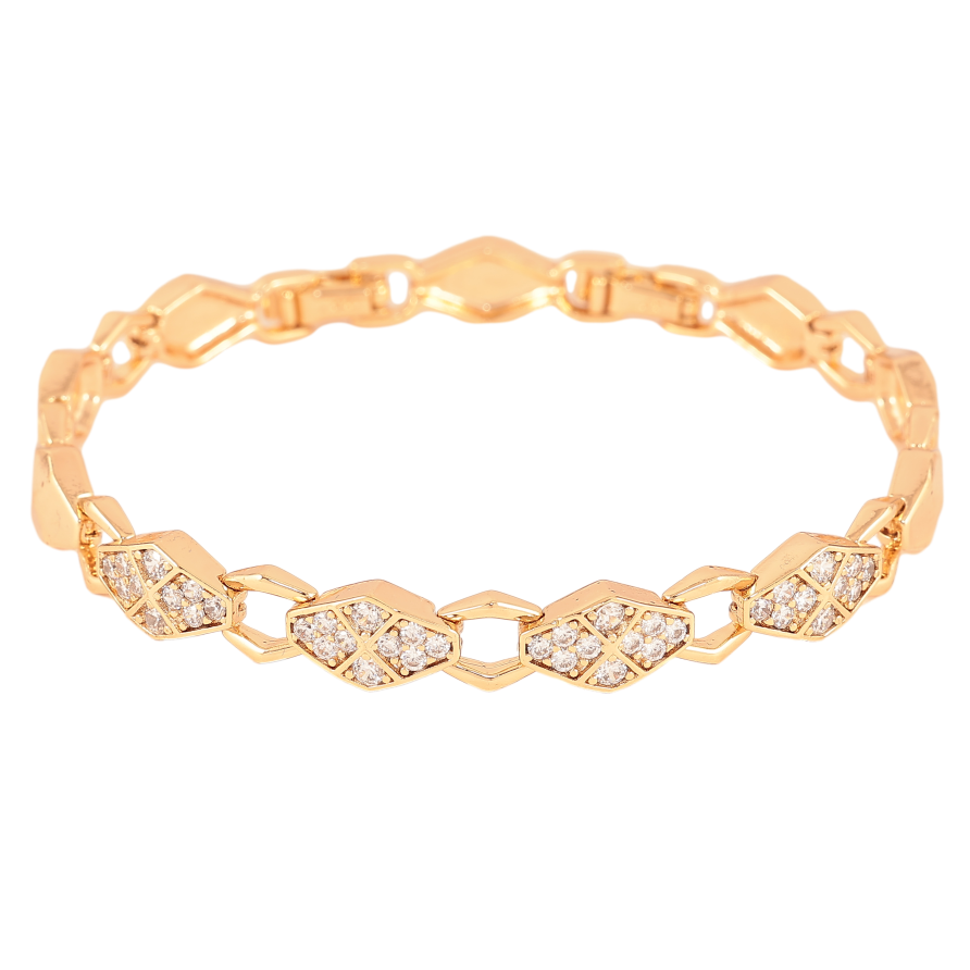 Браслет Xuping колір Позолота 18K "Візерунок з кристалами" розмір з дод. замком 17,19см х 7-8мм фото №1