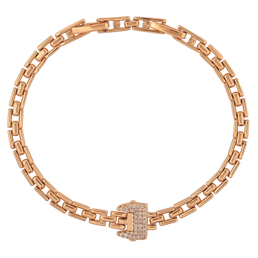 Браслет Xuping цвет Позолота 18K "Узор ремешок с кристаллами" размер с доп. замком 17,19см х 4-11мм фото №1