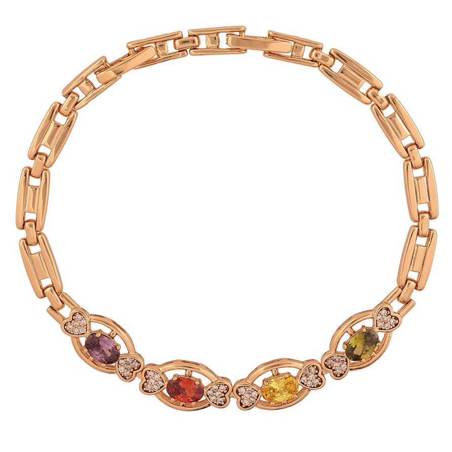 Браслет Xuping колір Позолота 18K "Візерунок з кольоровими кристалами" розмір з дод. замком 17,19см х 5-7мм фото №1