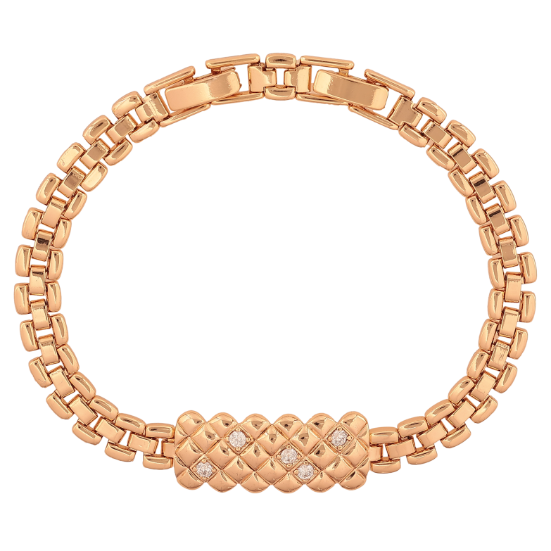 Браслет Xuping цвет Позолота 18K "Узор с кристаллами" размер с доп. замком 17.5,19.5см х 7-11мм фото №1