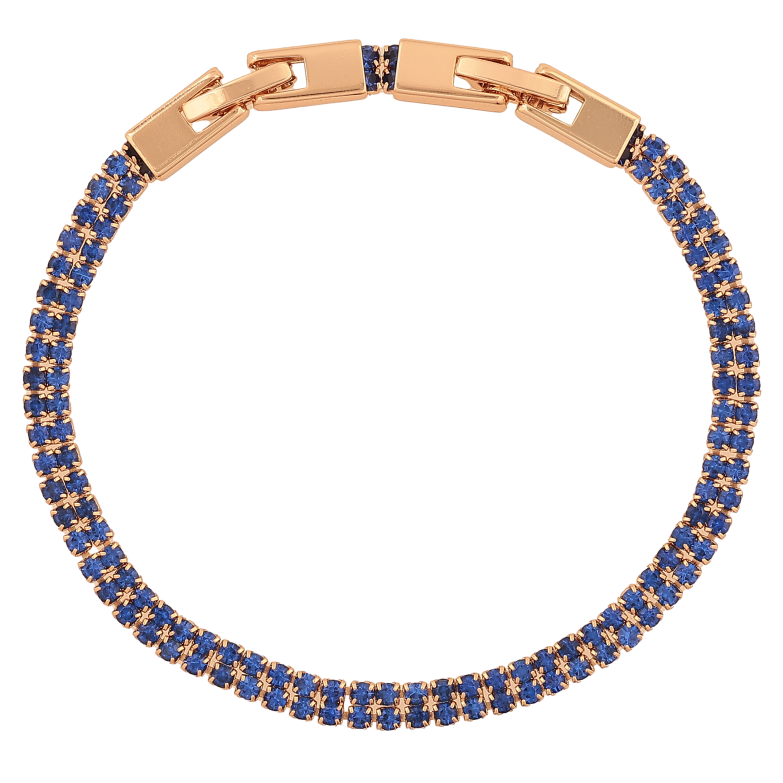 Браслет Xuping колір Позолота 18К "Доріжки синіх кристалів" розмір з дод. замком 17,19см х 4мм фото №1