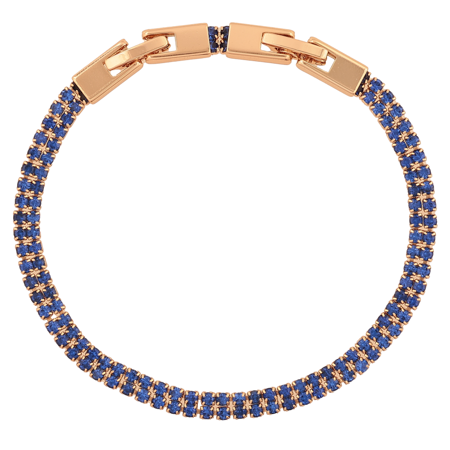 Браслет Xuping колір Позолота 18К "Доріжки синіх кристалів" розмір з дод. замком 17,19см х 4мм фото №1