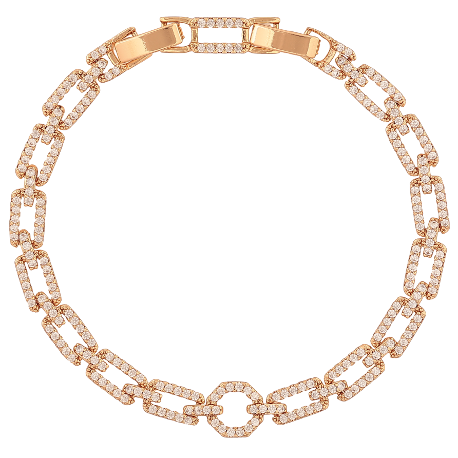 Браслет Xuping колір Позолота 18K "Візерунок з кристалами" розмір з дод. замком 17.5, 19.5см х 5мм фото №1