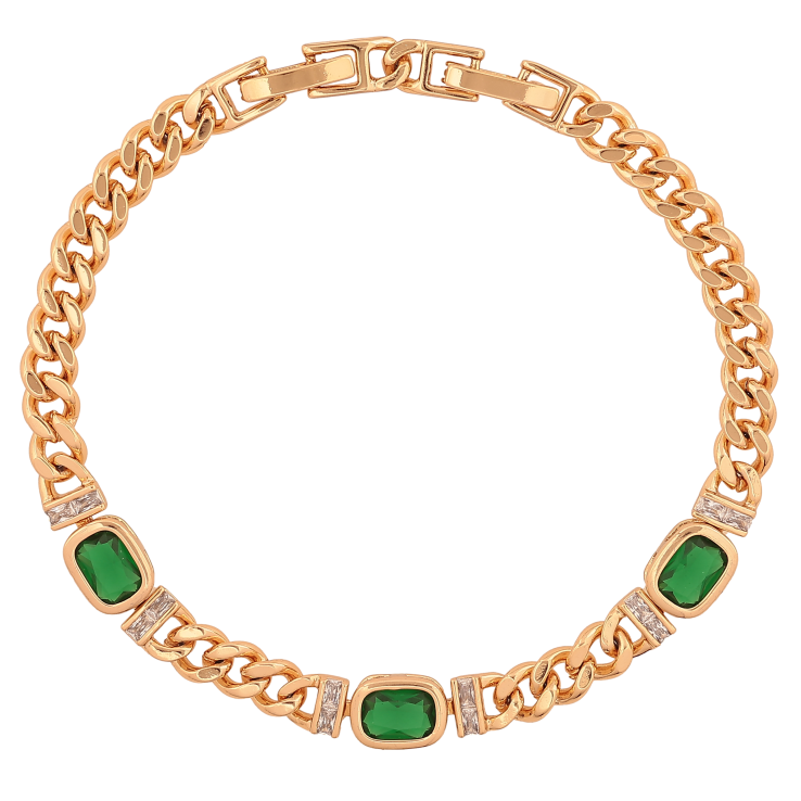 Браслет Xuping колір Позолота 18K "Ланцюжок із зеленими кристалами" розмір з доп. замком 17, 19см х 5-7мм фото №22