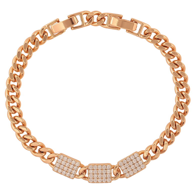 Браслет Xuping цвет Позолота 18K "Цепочка с кристальными вставками" размер с доп. замком 17.5,19.5см х 6-7мм фото №1