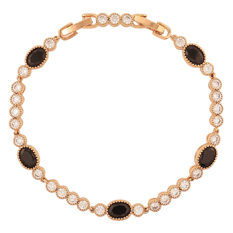 Браслет Xuping колір Позолота 18K "Доріжка чорно-білих кристалів" розмір з дод. замком 17.5,19.5см х 4-6мм фото №1