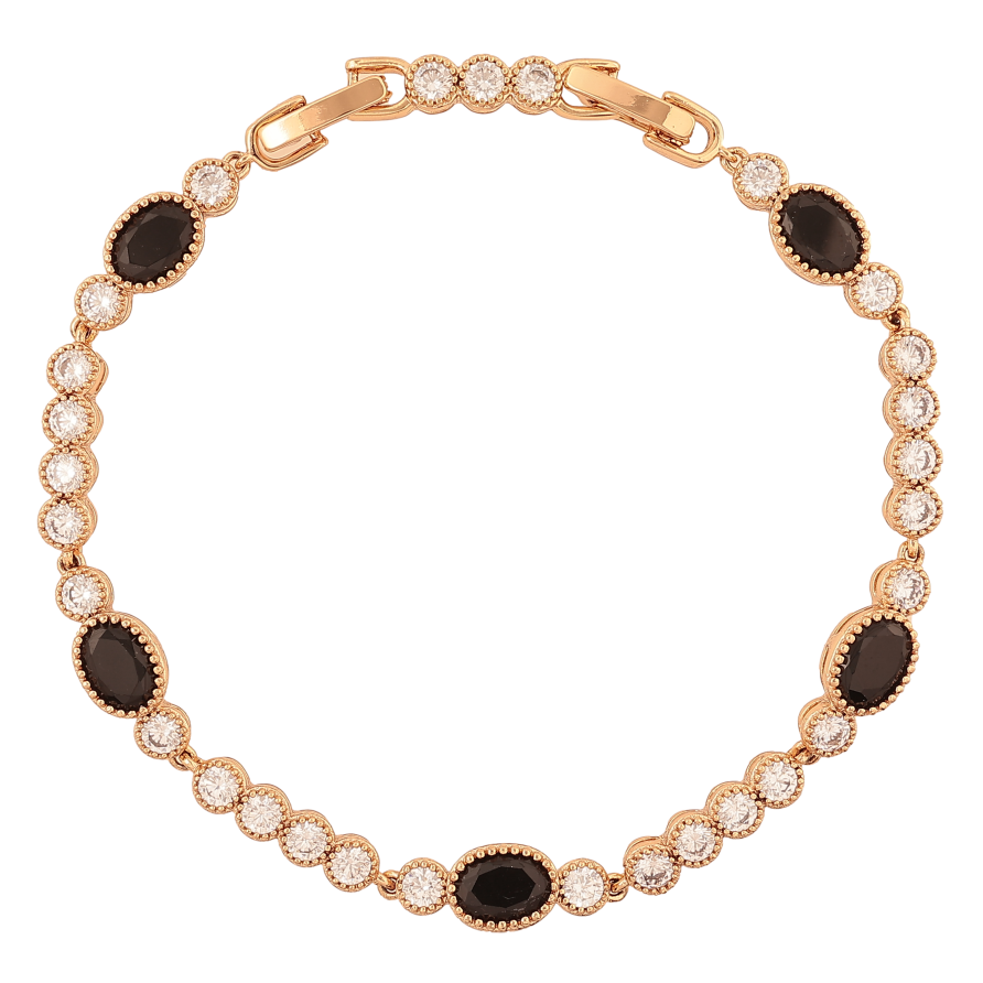 Браслет Xuping колір Позолота 18K "Доріжка чорно-білих кристалів" розмір з дод. замком 17.5,19.5см х 4-6мм фото №1