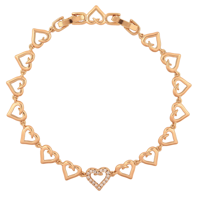 Браслет Xuping колір Позолота 18K "Візерунок сердечка з кристалами" розмір з дод. замком 17,19см х 7-9мм фото №2