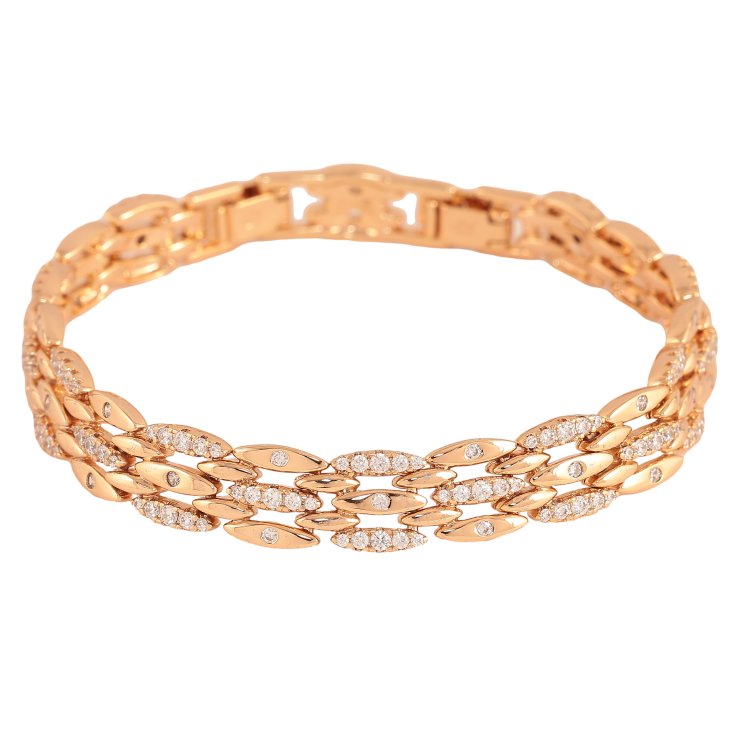 Браслет Xuping колір Позолота 18K "Візерунок з кристалами" розмір з дод. замком 17.5,19.5см х 9мм фото №11