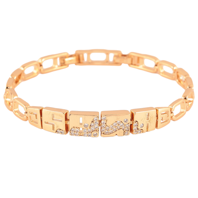 Браслет Xuping цвет Позолота 18К "Узор с кристаллами" размер с доп. замком 17.5,19.5см х 6-8мм фото №1