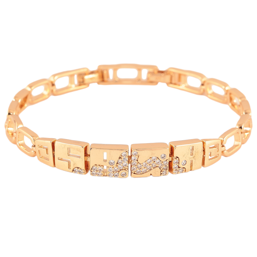 Браслет Xuping цвет Позолота 18К "Узор с кристаллами" размер с доп. замком 17.5,19.5см х 6-8мм фото №1