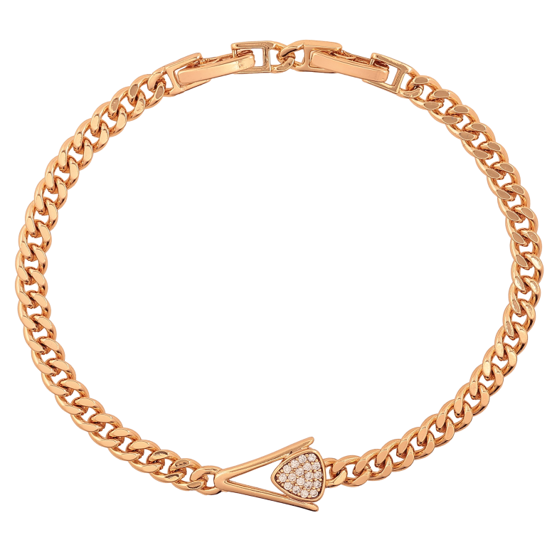 Браслет Xuping цвет Позолота 18K "Цепочка с декоративной вставкой" размер с доп. замком 17.5,19.5см х 4-10мм фото №1