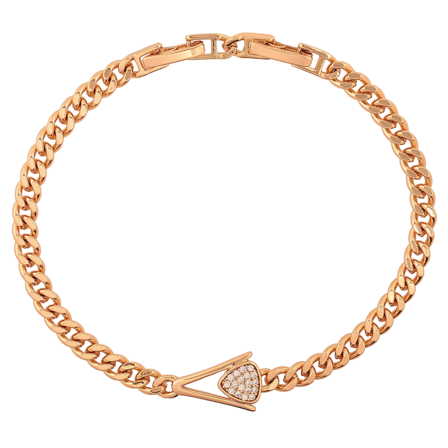 Браслет Xuping колір Позолота 18K "Ланцюжок з декоративною вставкою" розмір з дод. замком 17.5,19.5см х 4-10мм фото №1