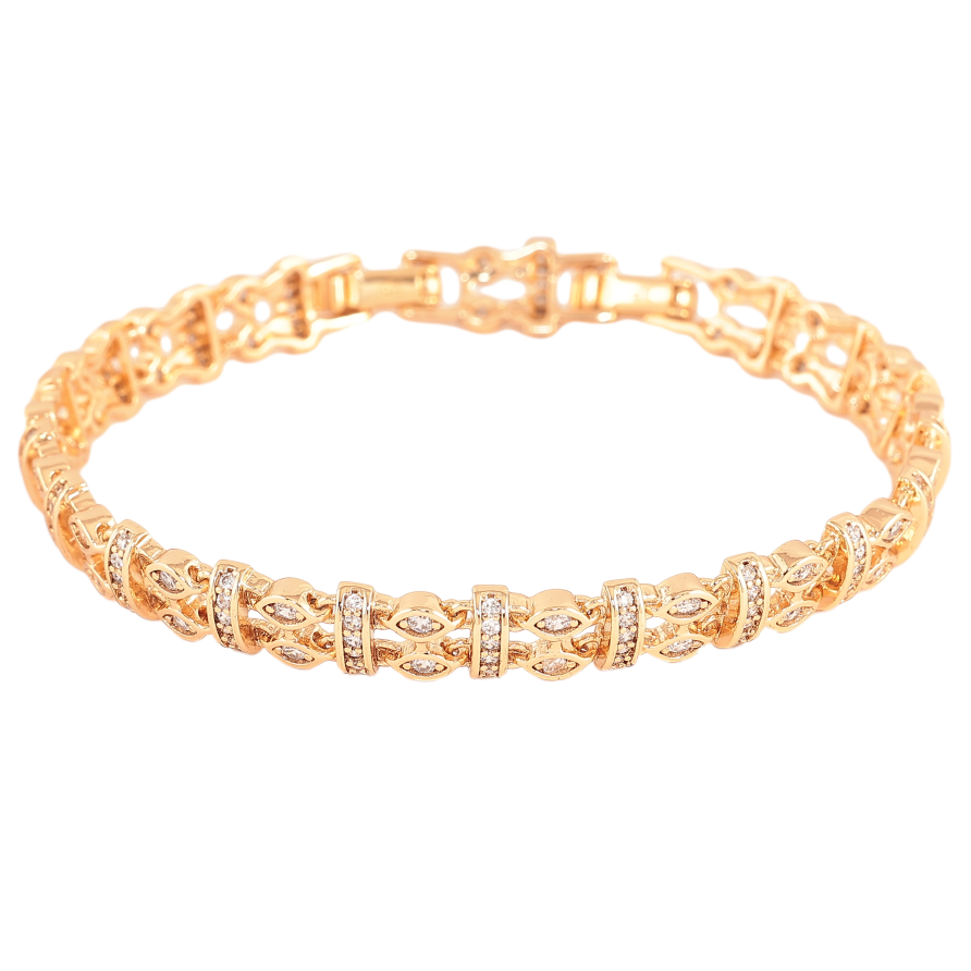 Браслет Xuping цвет Позолота 18K "Узор с кристаллами" размер с доп.замком 17,19см х 7мм фото №1