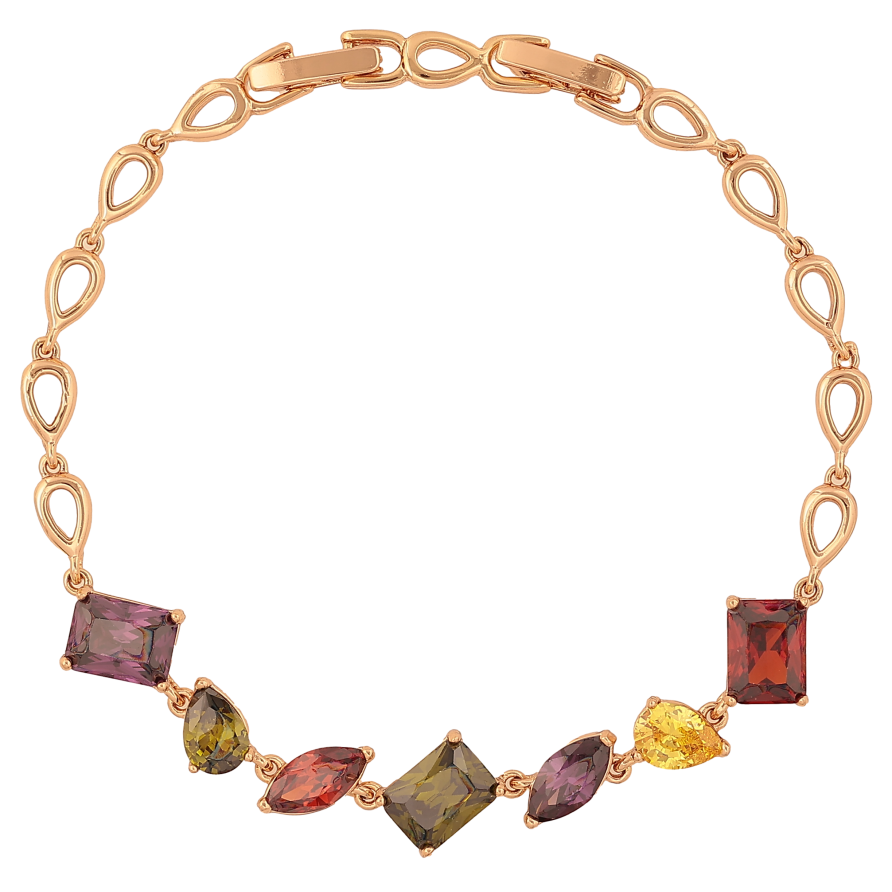 Браслет Xuping колір Позолота 18K "Візерунок з різнокольоровими кристалами" розмір з дод. замком 17, 19см х 4-9мм фото №1