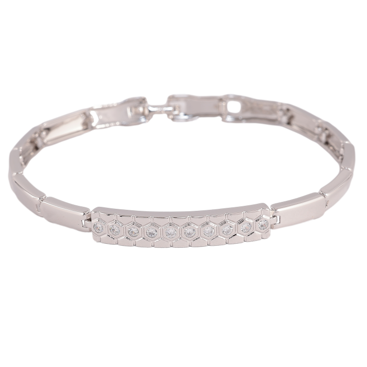 Браслет Xuping колір Родій "Візерунок з кристалами" довжина 19см х 4-6мм фото №5 Браслет Xuping колір Родій "Візерунок з кристалами" довжина 19см х 4-6мм фото №5