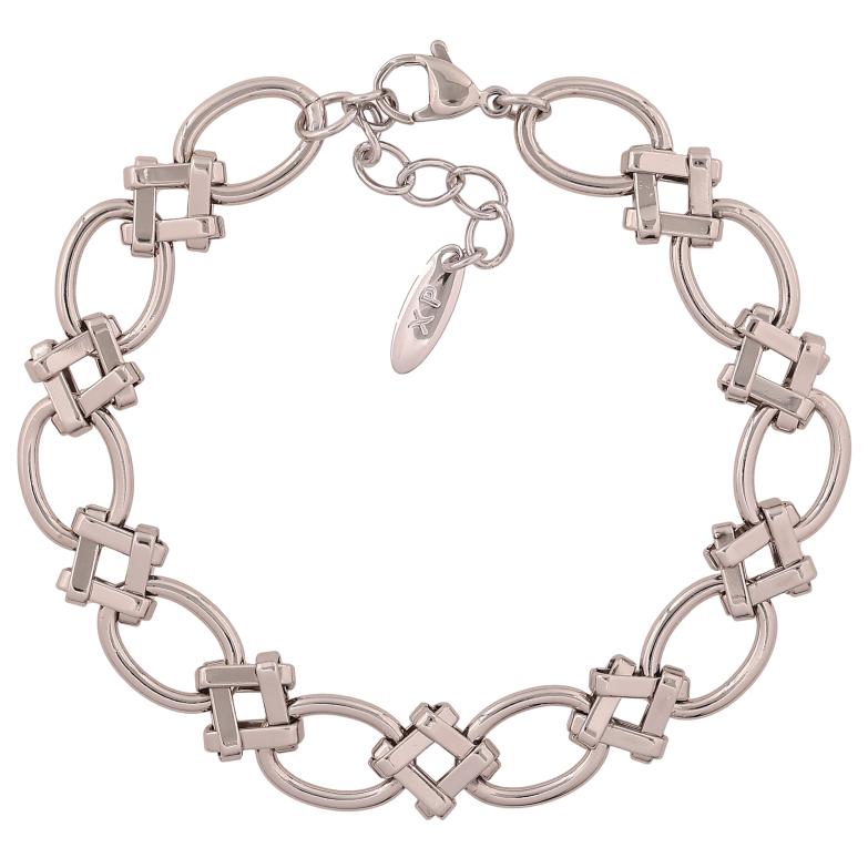 Браслет Xuping цвет Родий "Декоративный узор" длина с доп. цепочкой 18.5-21.5см х 10мм фото №1