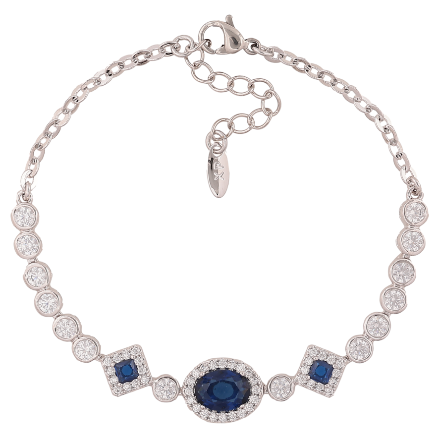 Браслет Xuping колір Родій "Інкрустація із синіми кристалами" довжина з дод. ланцюжком 17-20см х 3-9мм фото №1 Браслет Xuping колір Родій "Інкрустація із синіми кристалами" довжина з дод. ланцюжком 17-20см х 3-9мм фото №1