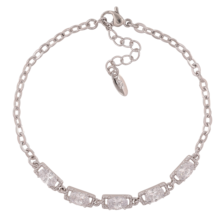 Браслет Xuping цвет Родий "Цепочка с кристальной вставкой" длина с доп. цепочкой 17-20см х 3-4мм фото №1