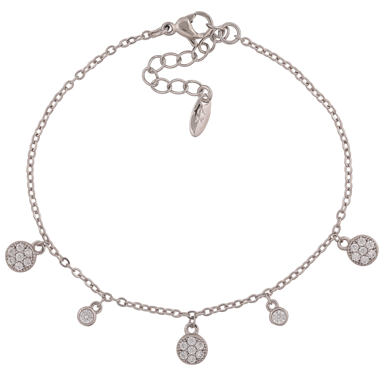 Браслет Xuping цвет Родий "Цепочка с кристальными подвесками" длина с доп. цепочкой 17-20.5см х 1.5мм фото №1