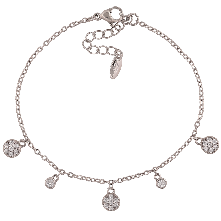 Браслет Xuping колір Родій "Ланцюжок з кристальними підвісками" довжина з дод. ланцюжком 17-20.5см х 1.5мм фото №1