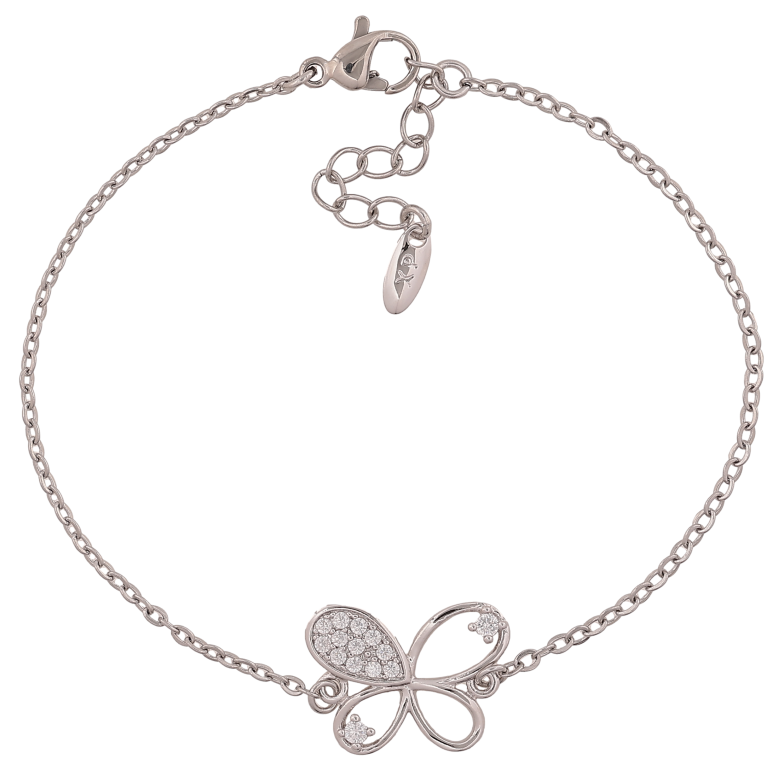 Браслет Xuping колір Родій "Ланцюжок із вставкою метелик" довжина з дод. ланцюжком 18-21см х 2-13мм фото №1