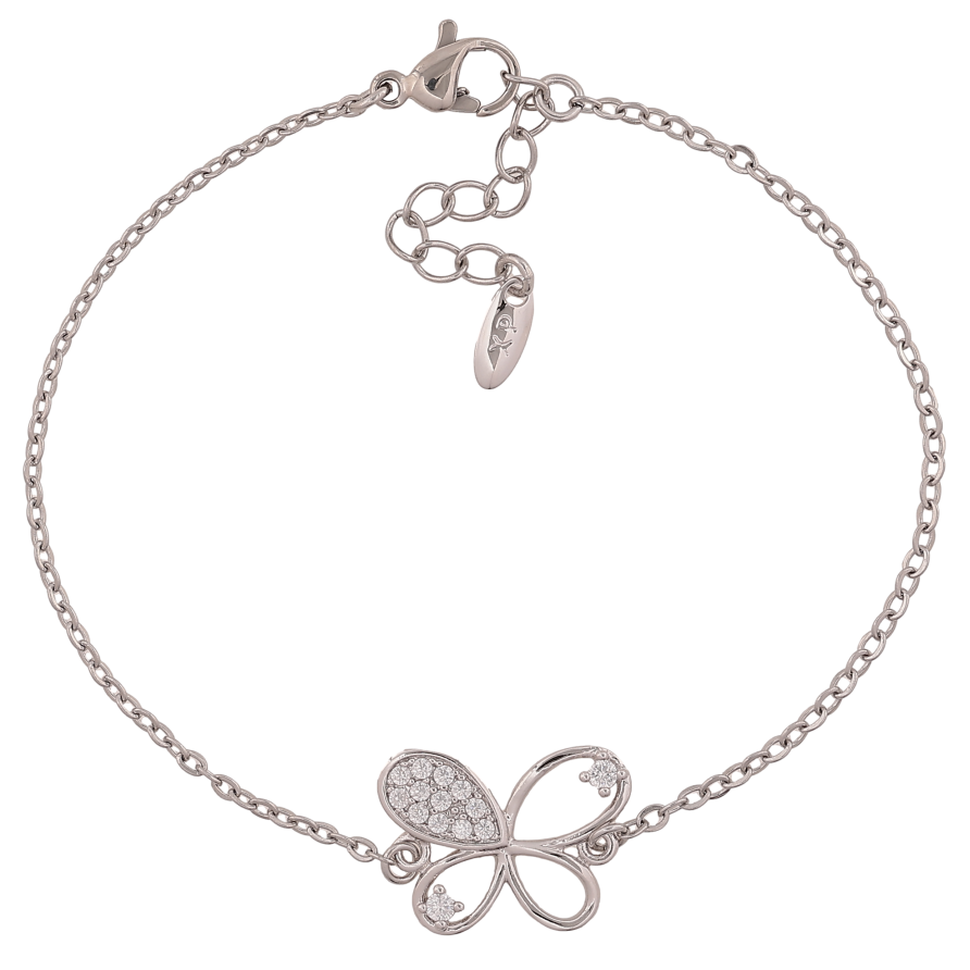 Браслет Xuping колір Родій "Ланцюжок із вставкою метелик" довжина з дод. ланцюжком 18-21см х 2-13мм фото №1