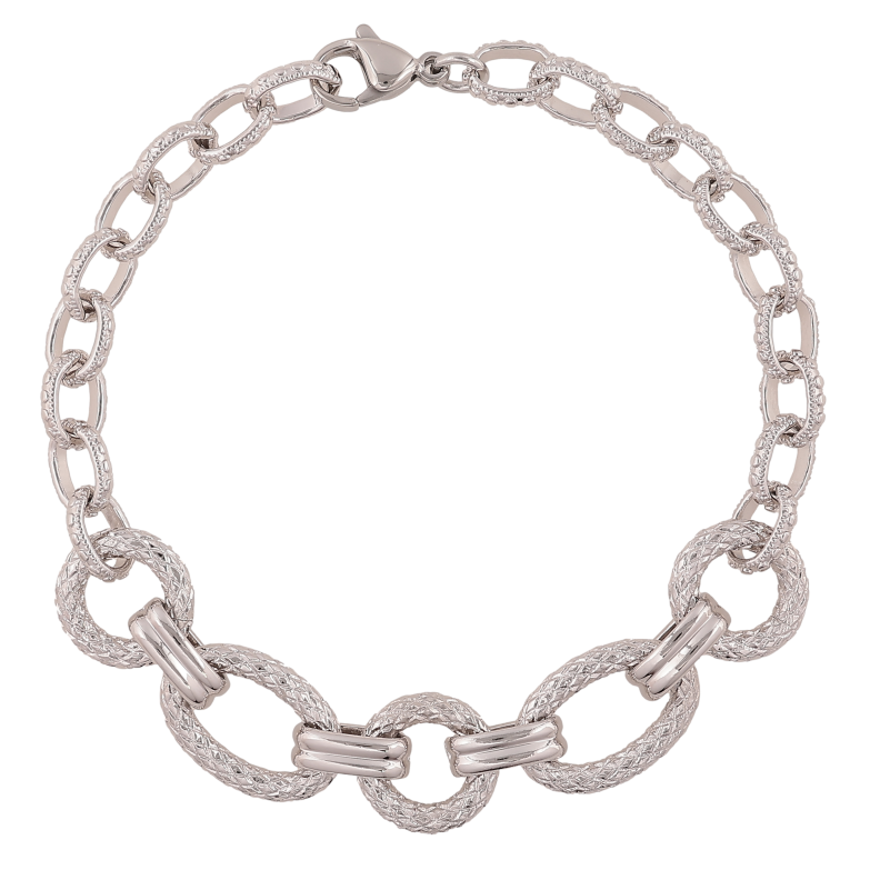 Браслет Xuping колір Родій "Ланцюжок комбінований" довжина 19.5см х 3-11мм фото №1