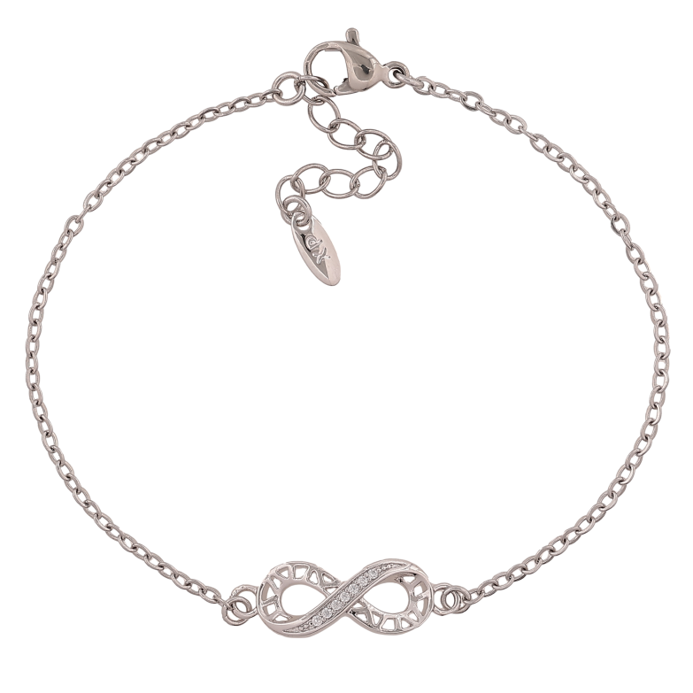 Браслет Xuping цвет Родий "Цепочка с вставкой знак бесконечности" длина с доп. цепочкой 18-21см х 1.5-8мм фото №1