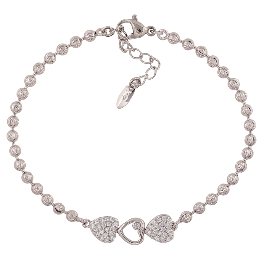 Браслет Xuping колір Родій "Ланцюжок із сердечками" довжина з дод. ланцюжком 18-21см х 3-7мм фото №1