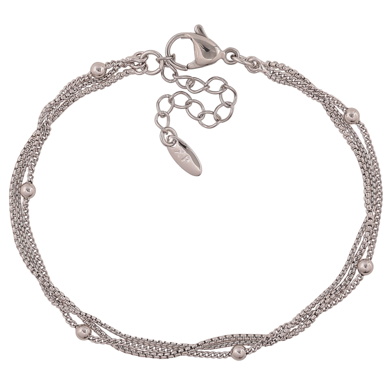 Браслет Xuping колір Родій "Три ланцюжка з намистинами" довжина з дод. ланцюжком 17-20.5см х 1-3мм фото №1 Браслет Xuping колір Родій "Три ланцюжка з намистинами" довжина з дод. ланцюжком 17-20.5см х 1-3мм фото №1