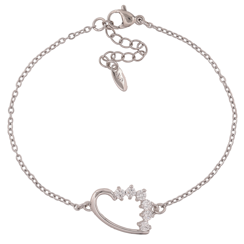 Браслет Xuping цвет Родий "Сердечко с кристаллами" длина с доп. цепочкой 18-21.5см х 1.5-14мм фото №1
