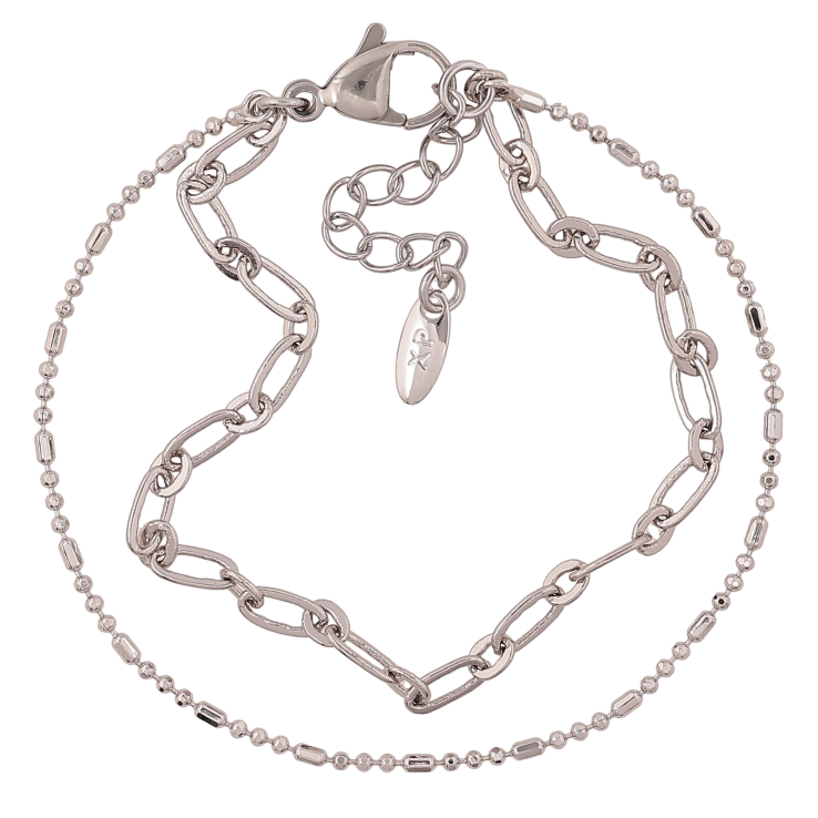 Браслет Xuping колір Родій "Подвійний ланцюжок Перлина" довжина з дод. ланцюжком 15-18.5см х 4мм фото №22 Браслет Xuping колір Родій "Подвійний ланцюжок Перлина" довжина з дод. ланцюжком 15-18.5см х 4мм фото №22