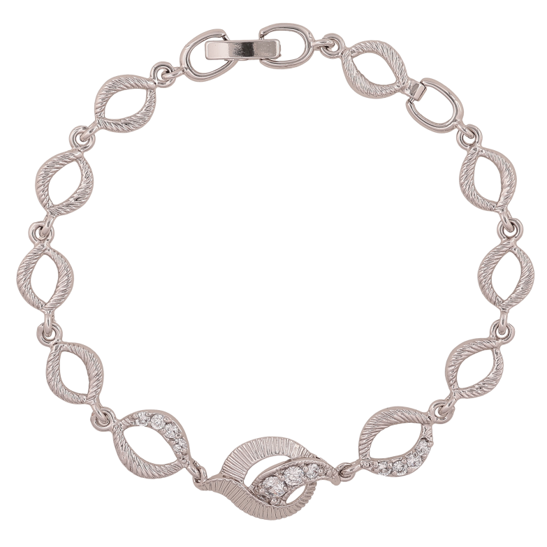 Браслет Xuping колір Родій "Декоративний візерунок із кристалами" довжина 19.5см х 8-12мм фото №1