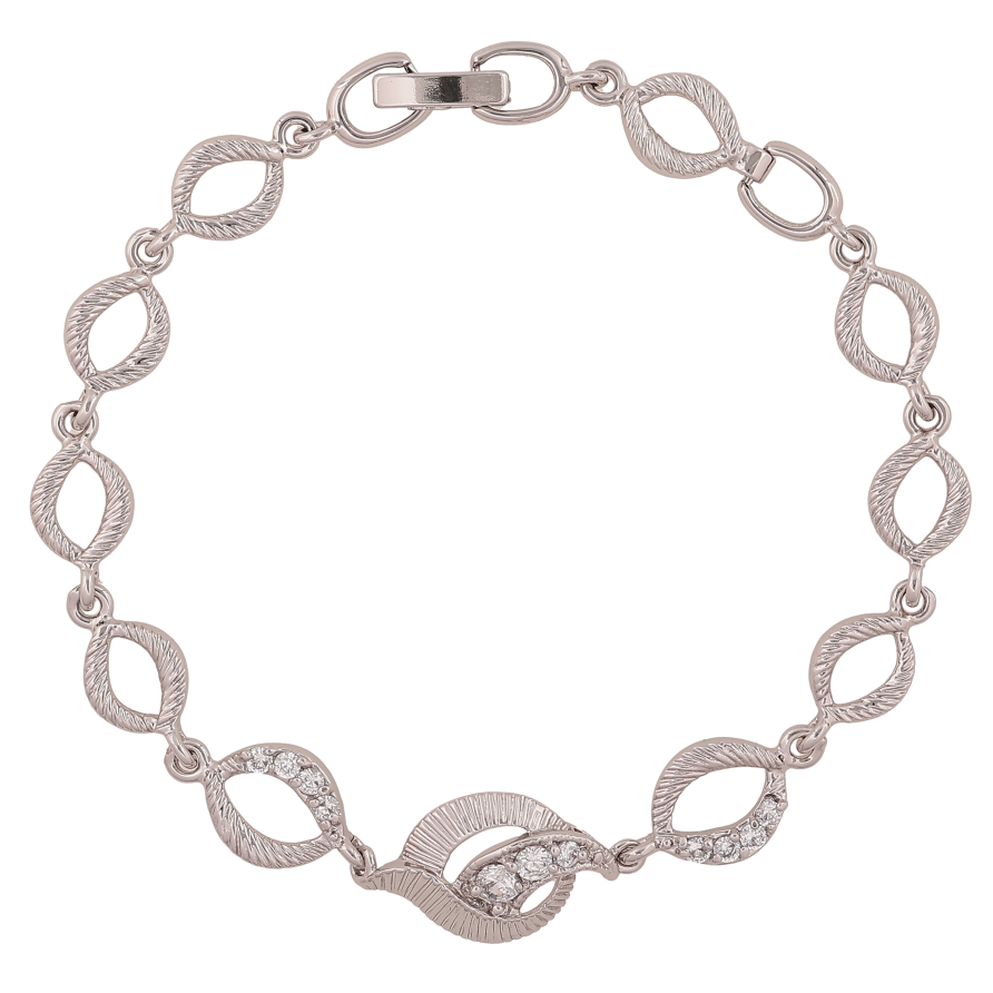 Браслет Xuping колір Родій "Декоративний візерунок із кристалами" довжина 19.5см х 8-12мм фото №1