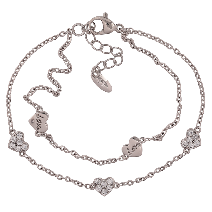 Браслет Xuping колір Родій "Подвійний ланцюжок із серцями" довжина з дод. ланцюжком 16-19см х 1.5-6мм фото №24