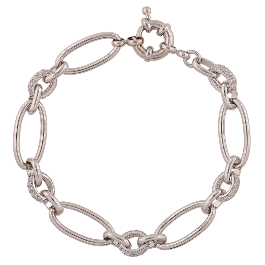 Браслет Xuping колір Родій "Ланцюжок з кристалами" довжина 18.5см х 2-9мм фото №1