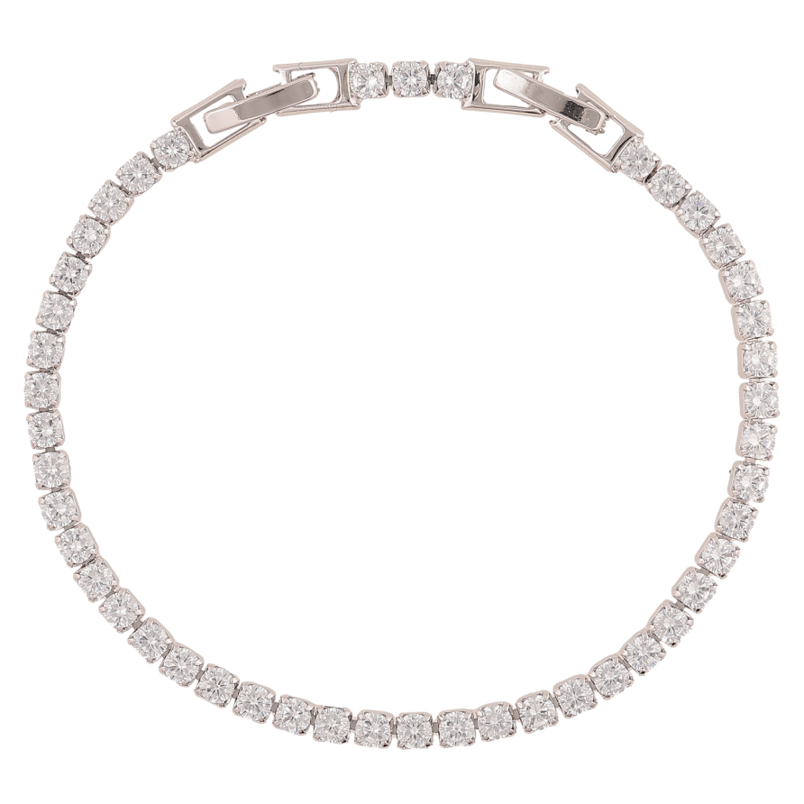 Браслет Xuping колір Родій "Доріжка кристалів" довжина з доп.замком 17,19.5см х 3мм фото №1