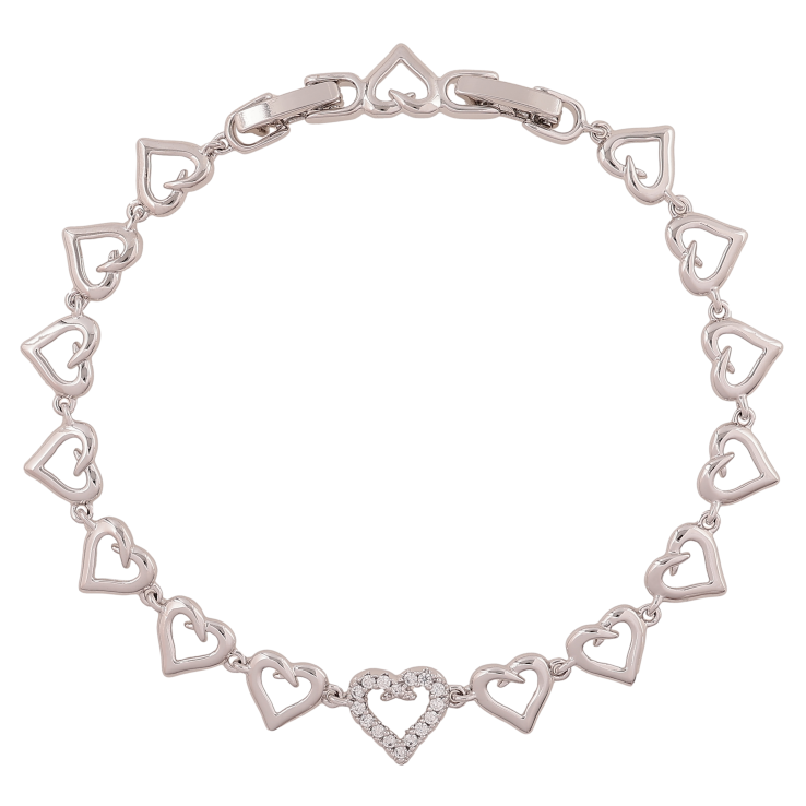 Браслет Xuping колір Родій "Візерунок сердечка з кристалами" довжина з доп.замком 17,19см х 7-9мм фото №19 Браслет Xuping колір Родій "Візерунок сердечка з кристалами" довжина з доп.замком 17,19см х 7-9мм фото №19