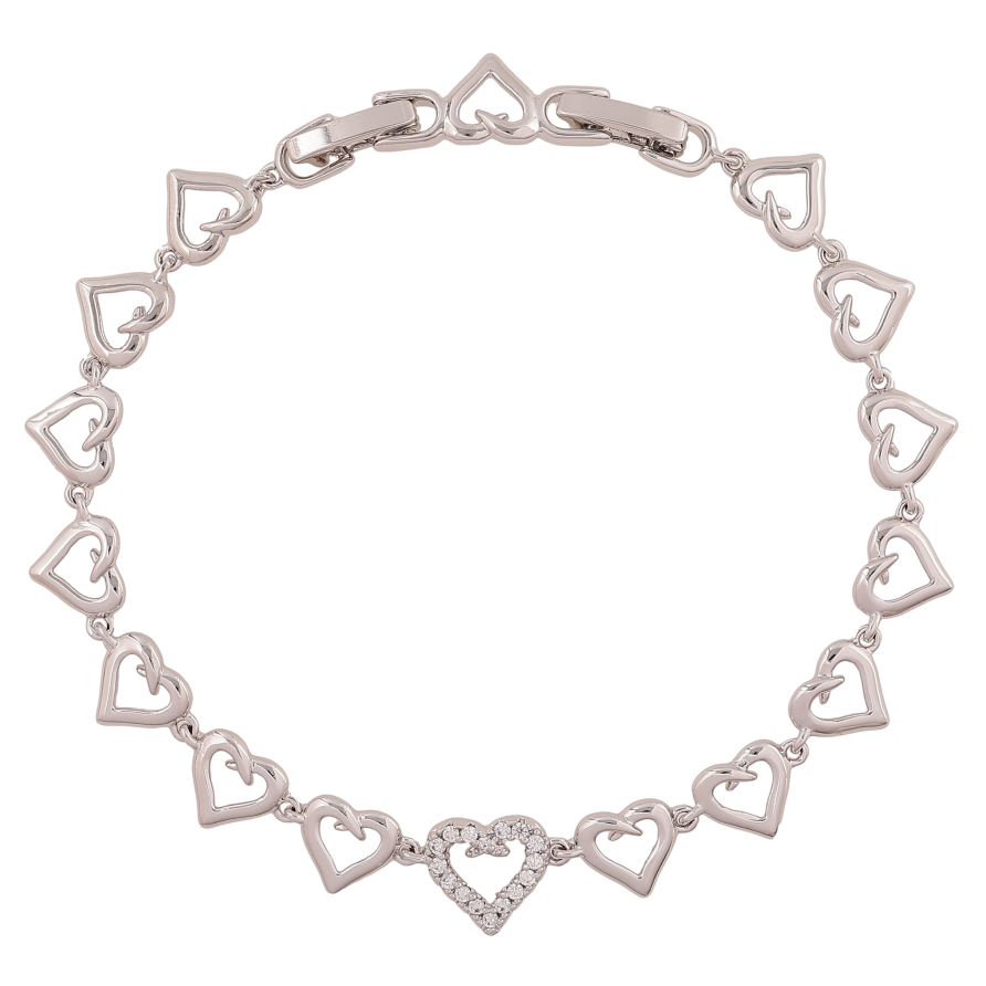 Браслет Xuping колір Родій "Візерунок сердечка з кристалами" довжина з доп.замком 17,19см х 7-9мм фото №1 Браслет Xuping колір Родій "Візерунок сердечка з кристалами" довжина з доп.замком 17,19см х 7-9мм фото №1