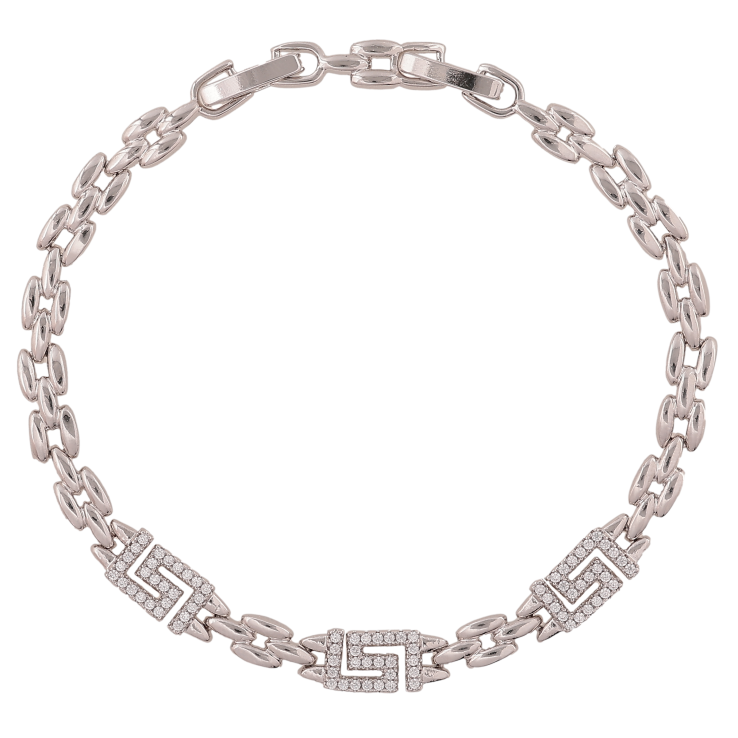 Браслет Xuping колір Родій "Візерунок з кристалами" довжина з доп.замком 17,19см х 4-6мм фото №2 Браслет Xuping колір Родій "Візерунок з кристалами" довжина з доп.замком 17,19см х 4-6мм фото №2