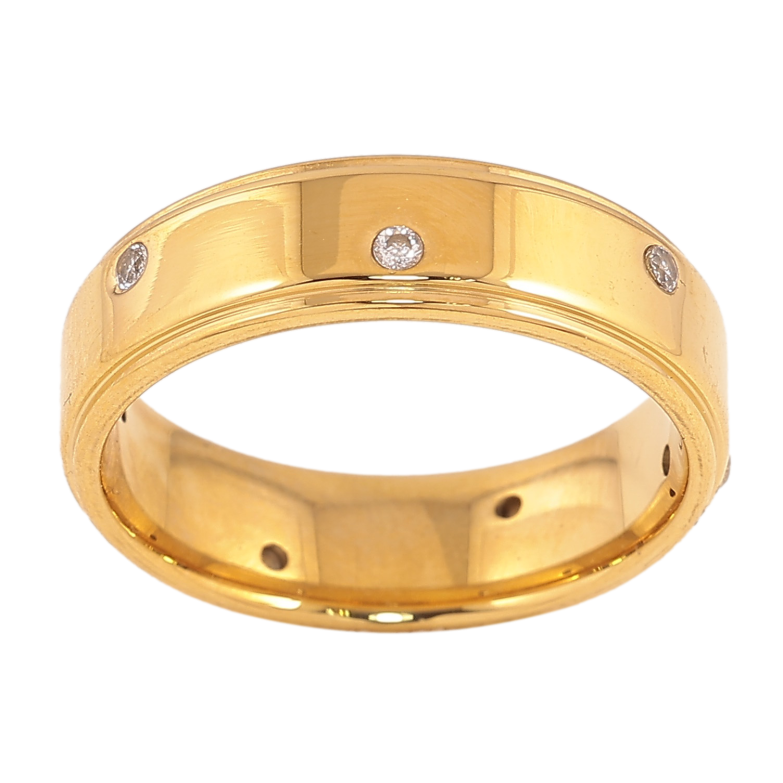 Кольцо Xuping TTM Stainless Steel цвет 14К "Узор с кристаллами" шир. 6мм фото №1