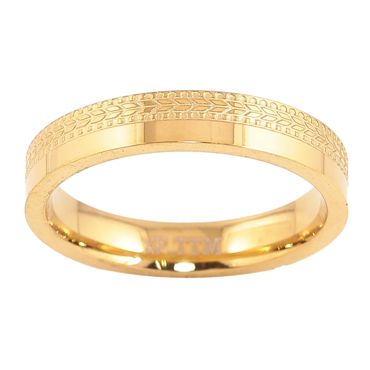 Каблучка Xuping TTM Stainless Steel колір 14К "Декоративний візерунок" шир. 4мм фото №22