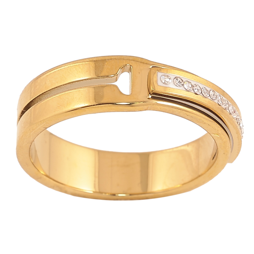 Каблучка Xuping TTM Stainless Steel колір 14К "Візерунок з кристалами" фото №1