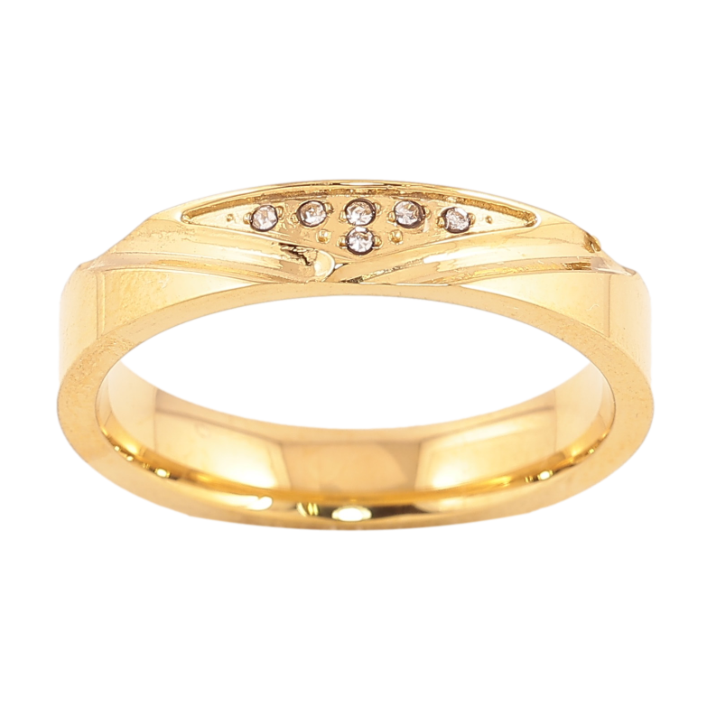 Кольцо Xuping TTM Stainless Steel цвет 14К "Узор с кристаллами" шир. 4мм фото №1