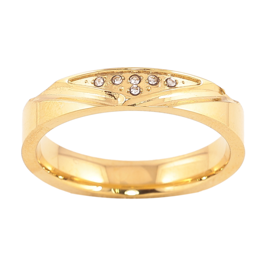 Кольцо Xuping TTM Stainless Steel цвет 14К "Узор с кристаллами" шир. 4мм фото №1